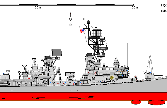Корабль USA DDG-2 Charles F. Adams - чертежи, габариты, рисунки