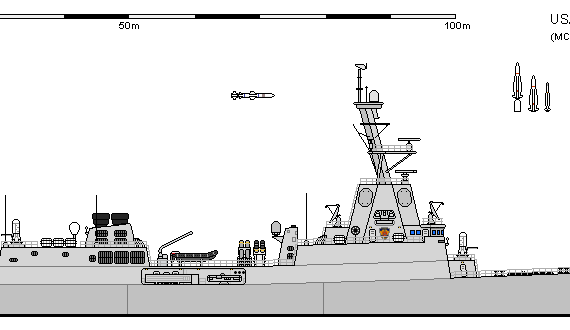 Корабль USA FFG-63 Bradley AU - чертежи, габариты, рисунки