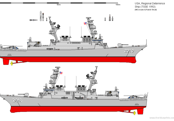 Корабль USA FFG TSSE Regional Deterrence Ship (1992) - чертежи, габариты, рисунки