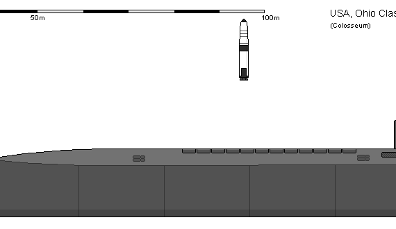 USA SSBN-741 OHIO - drawings, dimensions, figures