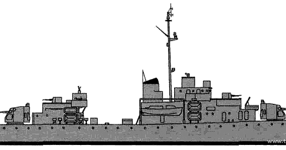 Корабль USCG WPG-39 Owasco (Cutter) (1945) - чертежи, габариты, рисунки