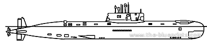 Боевой корабль СССР 685 Plavnik (Mike class SSN) - чертежи, габариты, рисунки