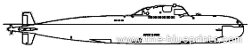 USSR combat ship 705 Lira (Alfa class SSN) - drawings, dimensions, pictures