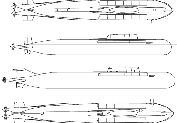 Боевой корабль СССР 949 (Oscar class SSGN) - чертежи, габариты, рисунки