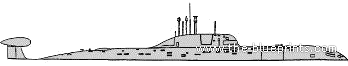 Боевой корабль СССР 971 Shuka-B (Akula class SSN) - чертежи, габариты, рисунки