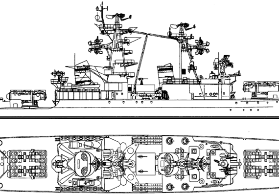 Корабль СССР Admiral Fokin (Kinda Class Project 58 Missile Cruiser) (1964) - чертежи, габариты, рисунки