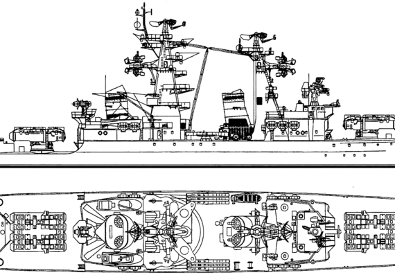 Корабль СССР Admiral Golovko (Kinda Class Project 58 Missile Cruiser) (1981) - чертежи, габариты, рисунки