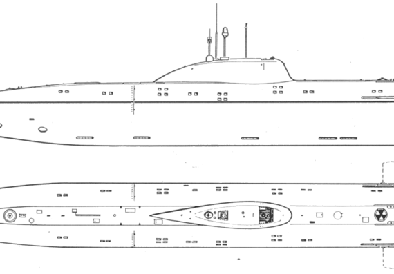 USSR submarine Akula Class (1984) - drawings, dimensions, pictures