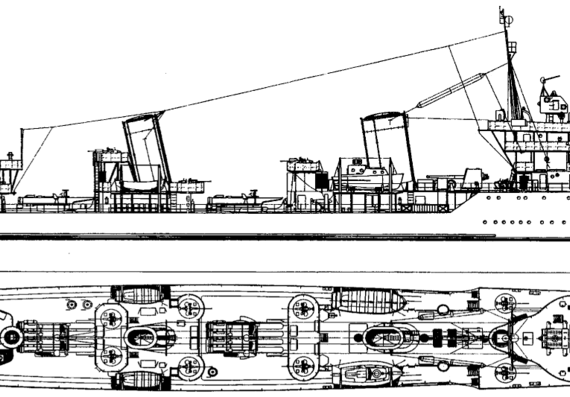 USSR ship Baku (Destroyer Leader) (1939) - drawings, dimensions, pictures