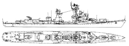 USSR warship Bravy (Destroyer) (1958) - drawings, dimensions, pictures