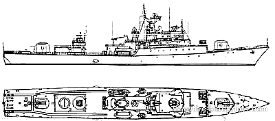 Боевой корабль СССР Delfin (Frigate) (1975) - чертежи, габариты, рисунки