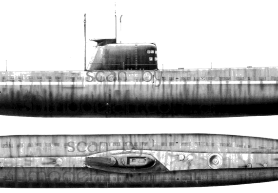 Боевой корабль СССР Foxtrot SSN - чертежи, габариты, рисунки