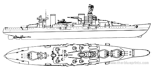 Боевой корабль СССР Frunze (1937) - чертежи, габариты, рисунки