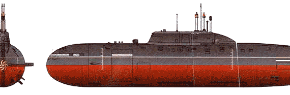 USSR ship Giepard K335 (Akula II Class Submarine) - drawings, dimensions, pictures
