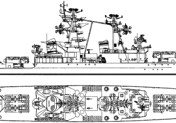 USSR ship Grozny (Kinda Class Project 58 Missile Cruiser) (1962) - drawings, dimensions, pictures