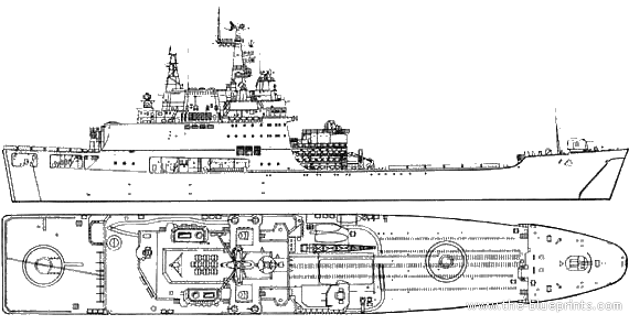 USSR aircraft carrier Ivan Rogov Class (Landing Ship) - drawings, dimensions, pictures