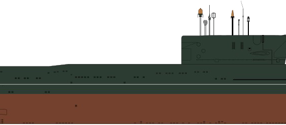 Подводная лодка СССР K-403 Kazan Project 09780 Akson-2 Yankee Big Nose-class Submarine - чертежи, габариты, рисунки