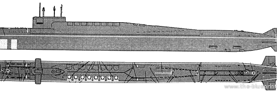 Корабль СССР K-407 Novomoskovsk Delta IV (Submarine) - чертежи, габариты, рисунки