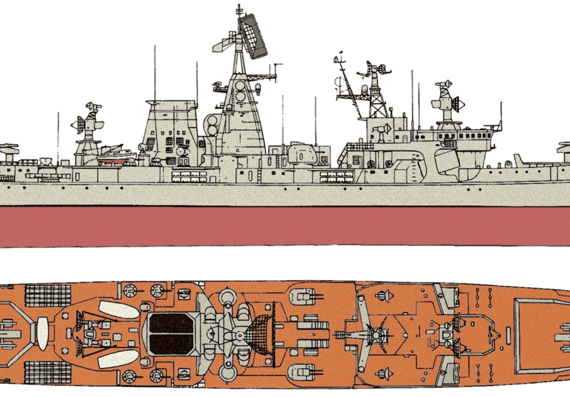 USSR ship Kara (Cruiser) (1978) - drawings, dimensions, pictures
