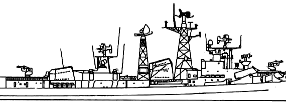 USSR combat ship Kashin II Class (Cruiser) - drawings, dimensions, pictures