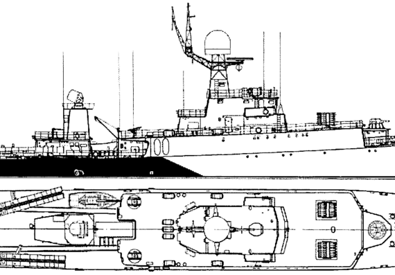 Корабль СССР Kazanets (Parchim Class Project 133.1M Corvette) (1998) - чертежи, габариты, рисунки