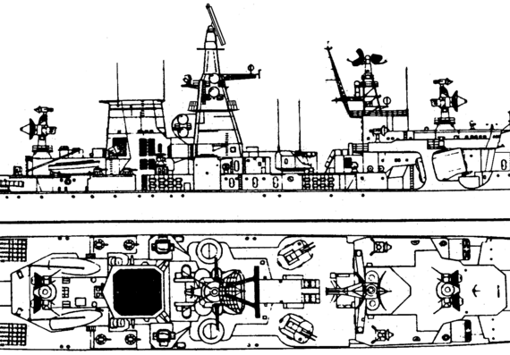 Корабль СССР Kerch (Kara Class Project B Missile Cruiser) (1974) - чертежи, габариты, рисунки