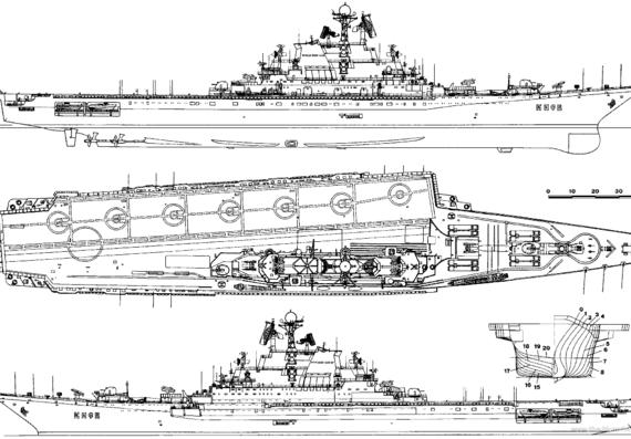 Авианосец СССР Kiev 1978 (Aircraft Carrier) - чертежи, габариты, рисунки