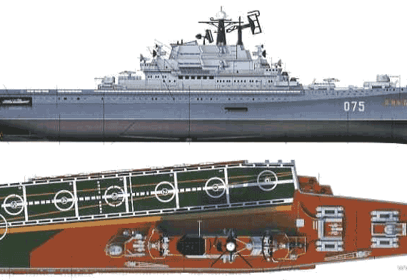 USSR ship Kiev (Aircraft Carrier) - drawings, dimensions, pictures