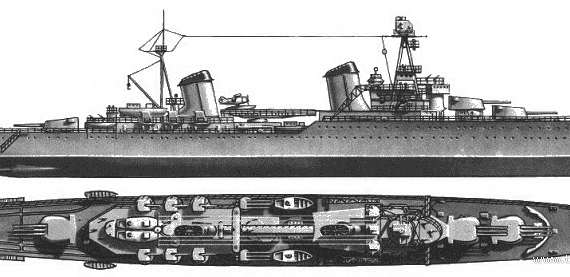 Крейсер СССР Kirov (1940) - чертежи, габариты, рисунки