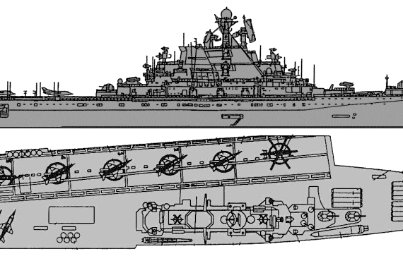 USSR ship Krechyet Kiev (Project 1143 Aircraft Carrier) - drawings, dimensions, pictures