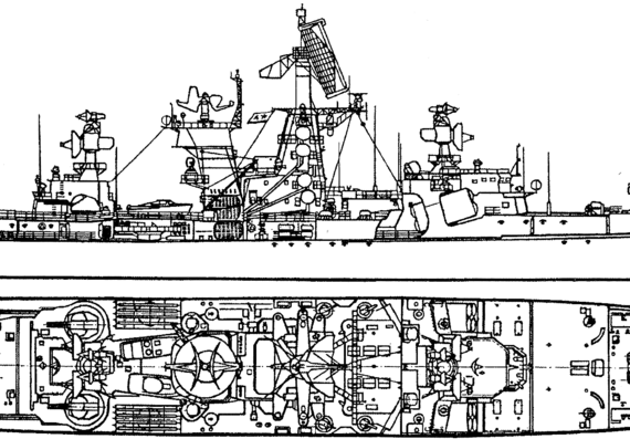Корабль СССР Kronshtadt (Kresta II Class Project A Missile Cruiser) (1970) - чертежи, габариты, рисунки