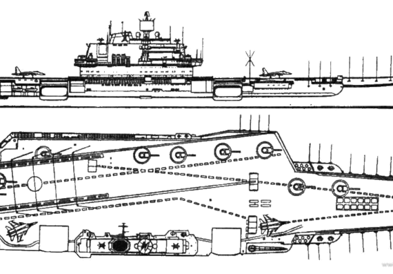 USSR aircraft carrier Kuznetsov - drawings, dimensions, pictures