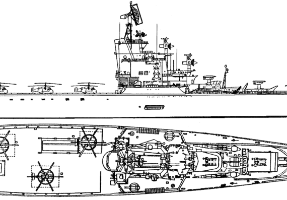 USSR ship Leningrad (Helicopter Carrier Cruiser) (1968) - drawings, dimensions, pictures