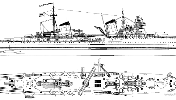 Крейсер СССР Maxim Gorkiy (1940) - чертежи, габариты, рисунки