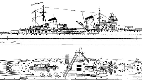 Корабль СССР Maxim Gorkiy (Heavy Cruiser) - чертежи, габариты, рисунки