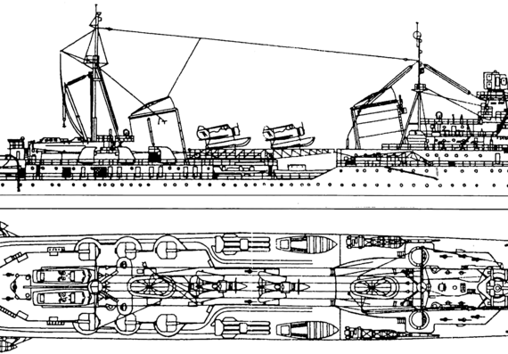 Корабль СССР Maxim Gorkiy (Kirov Class Project 26bis Light Cruiser) (1944) - чертежи, габариты, рисунки