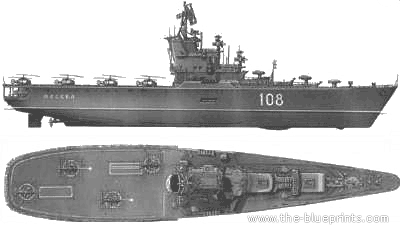 USSR cruiser Moskva - drawings, dimensions, pictures