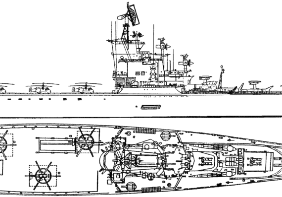 USSR ship Moskva (Helicopter Carrier Cruiser) (1967) - drawings, dimensions, pictures