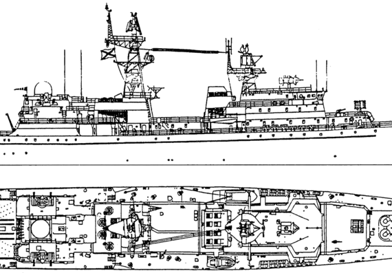 USSR ship Neustrashimy (Project Frigate) (1990) - drawings, dimensions, pictures