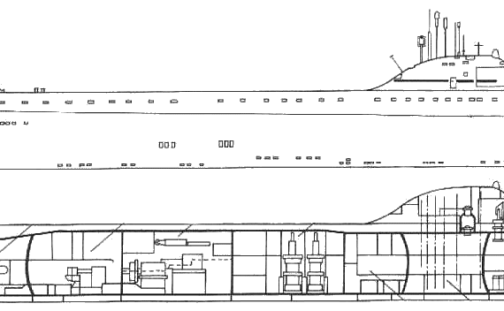 Подводная лодка СССР November Class (1958) - чертежи, габариты, рисунки