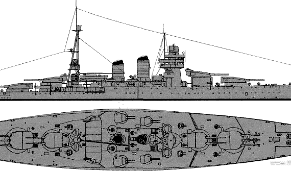 Крейсер СССР Novorossijsk (ex RN Giulio Ceasare) (1950) - чертежи, габариты, рисунки