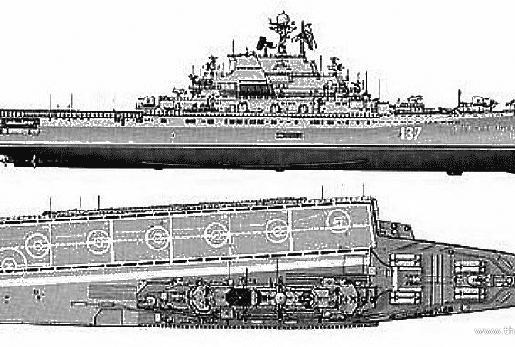 USSR aircraft carrier Novorossiysk (1987) - drawings, dimensions, pictures