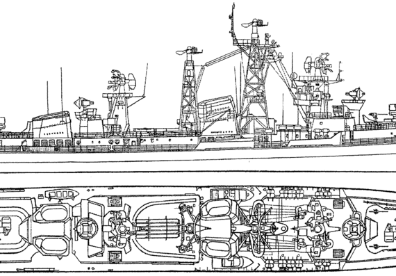 Корабль СССР Obraztsovy (Kashin Class Project 61 Destroyer) (1965) - чертежи, габариты, рисунки