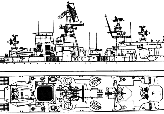 USSR ship Ochakov (Kara Class Project B Missile Cruiser) (1965) - drawings, dimensions, pictures