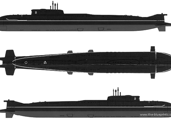 USSR ship Oscar II Class (Submarine) - drawings, dimensions, pictures