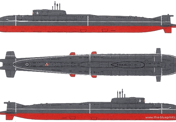 USSR ship Oscar II SSBN (Submarine) - drawings, dimensions, pictures