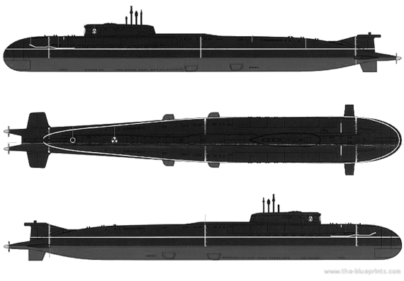 USSR submarine Oscar II (Submarine) - drawings, dimensions, pictures