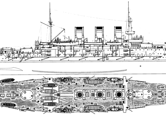 USSR combat ship Oslyabya 1903 (Battleship) - drawings, dimensions, pictures