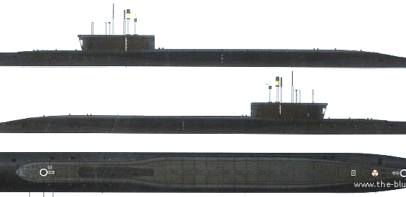 Корабль СССР P955 (Delta class Submarine SSBN) - чертежи, габариты, рисунки