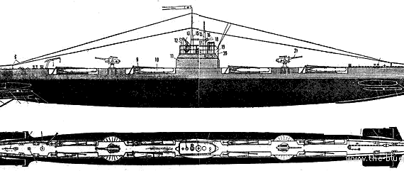 USSR submarine Pantera - drawings, dimensions, pictures